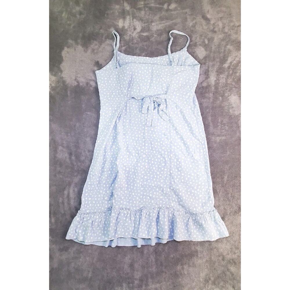 Brandy Melville Colleen Dress Blue Floral Ruffle Hem Tie Back One Size C35-57 - Picture 8 of 10
